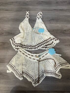 Revolve Crochet Knit Cream set